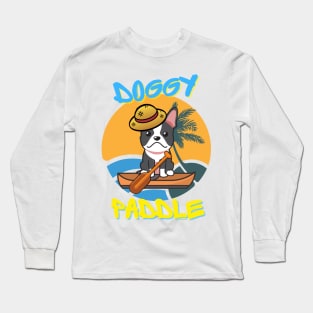 Cute French Bulldog doing the doggy paddle on a boat Long Sleeve T-Shirt